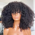 Afro Kinky Curly Wig With Bangs 12 in - Short 200 Density Scalp Top