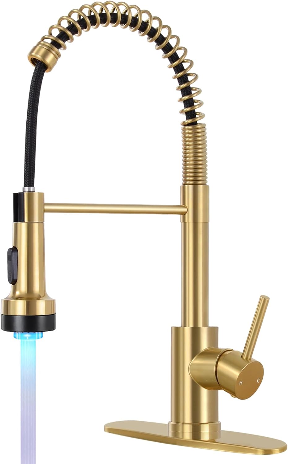 DJS Kitchen Faucet with Pull Down Sprayer and LED Light