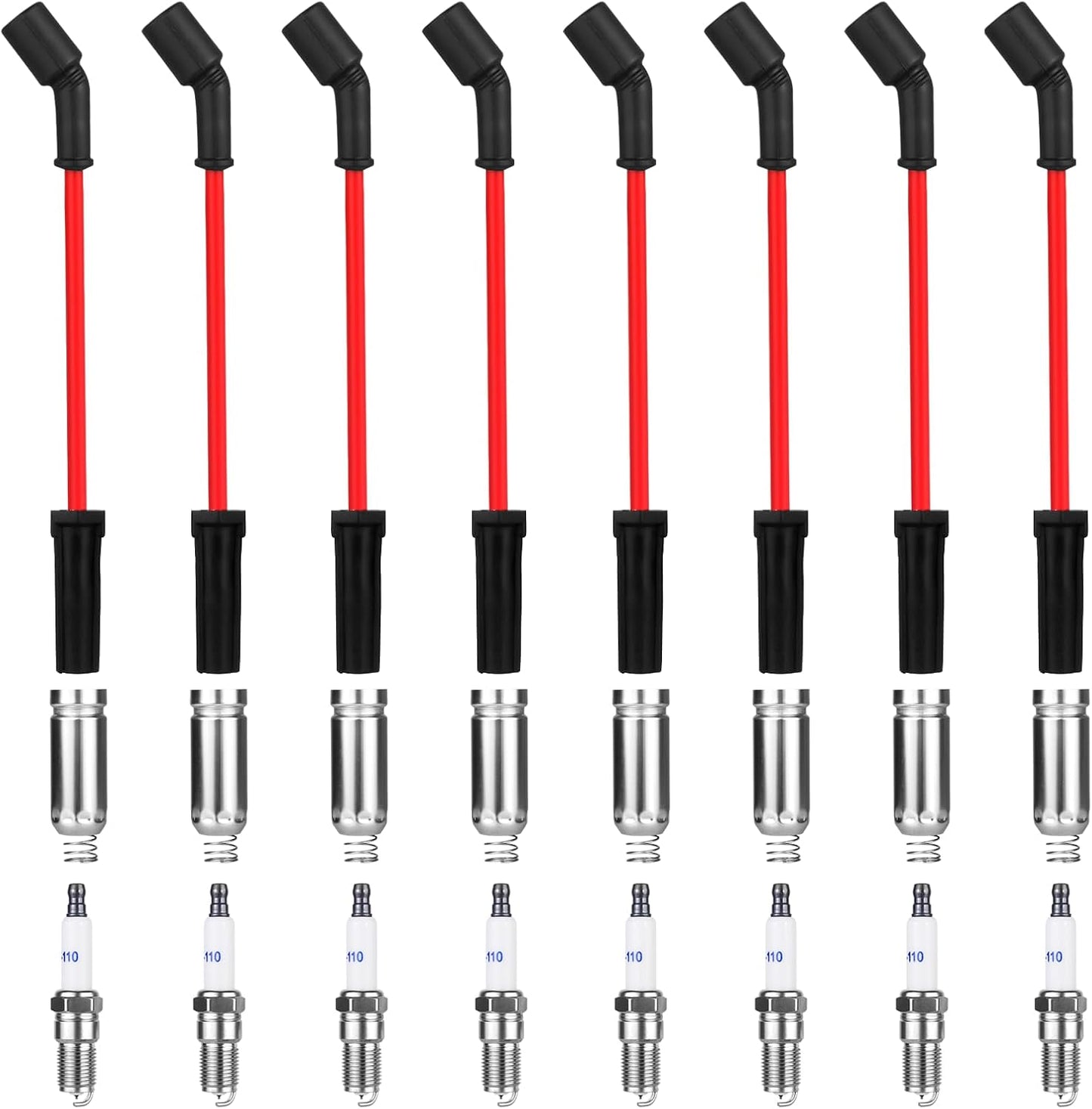 8 Pcs Spark Plug Wires Set & Iridium Plugs for Chevy Vehicles