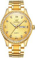 Men's Casual Stainless Steel Watch with Diamond Dial Design