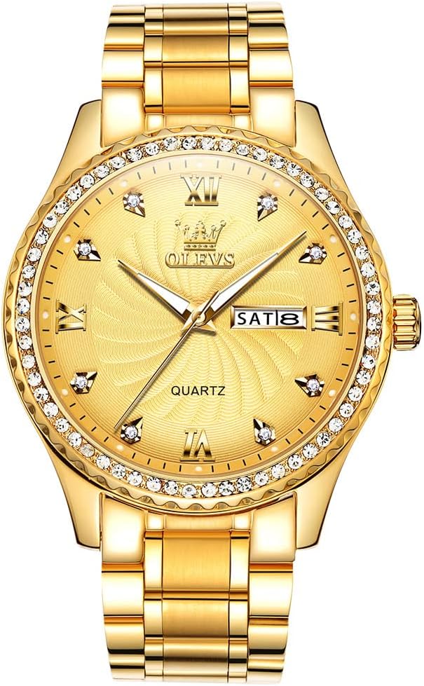 Men's Casual Stainless Steel Watch with Diamond Dial Design