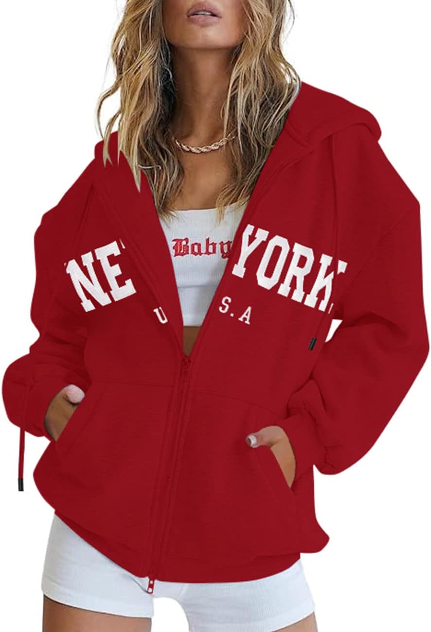 Blingfit Zip Up Hoodies for Women Oversized Y2K Fashion Style