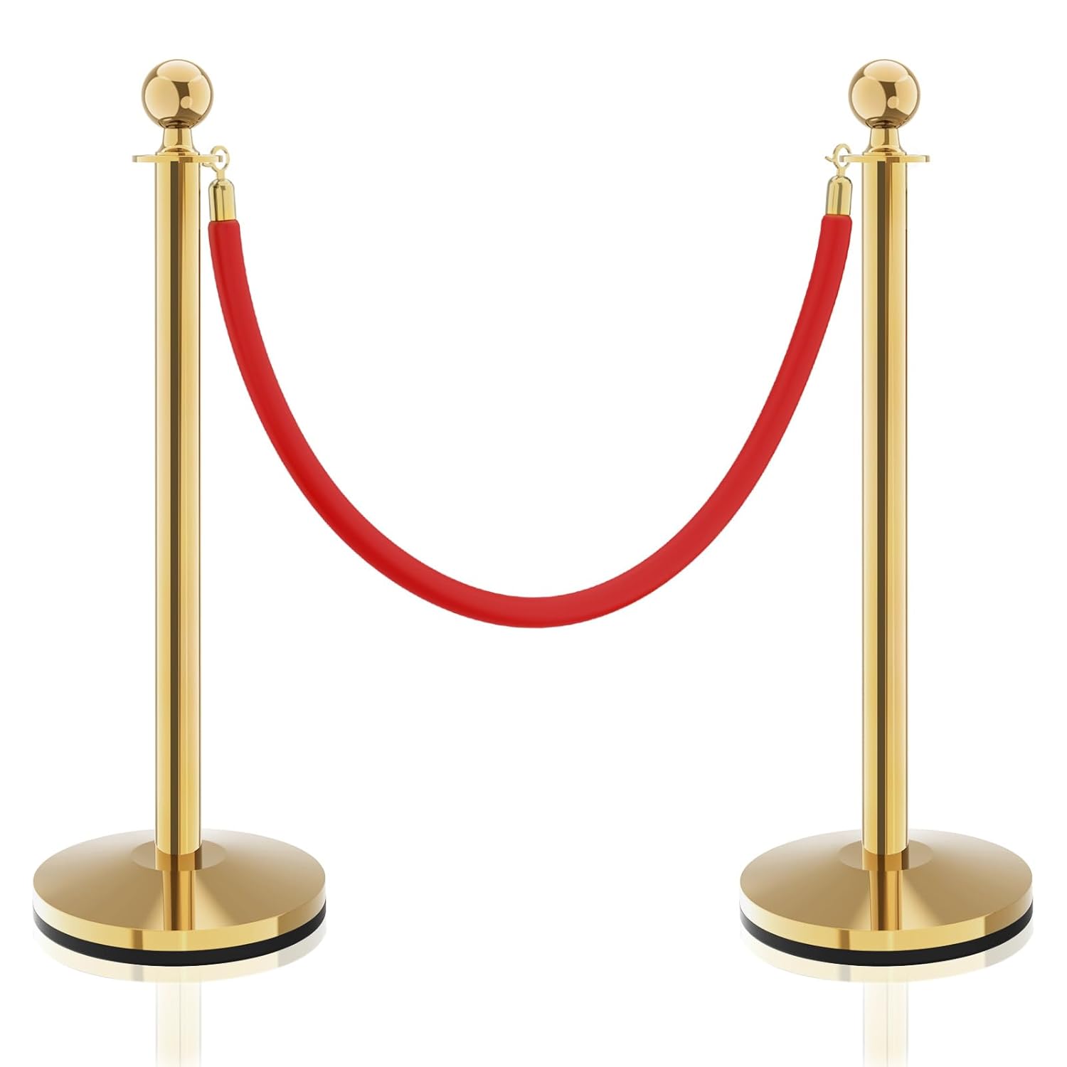 Gold Stanchions with Red Carpet Ropes for Events and Parties