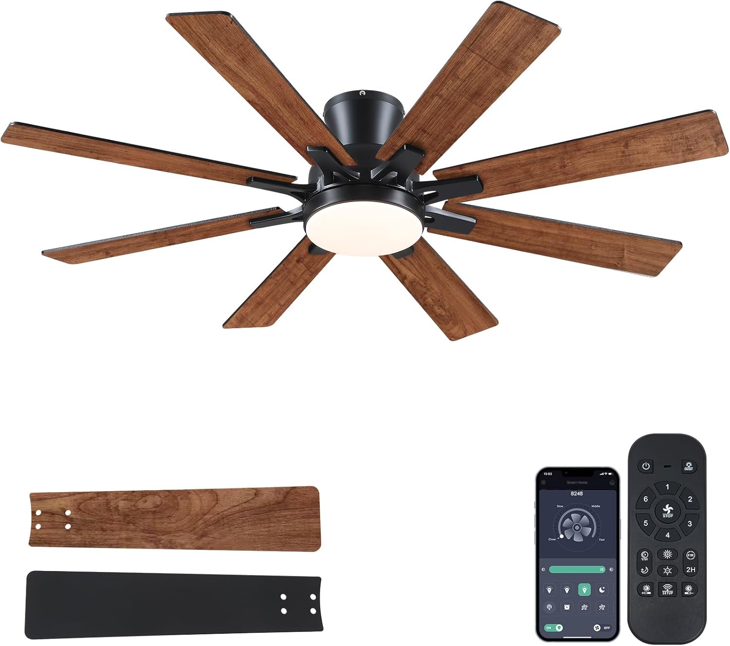 52 Low Profile Ceiling Fan with Lights and Remote Control