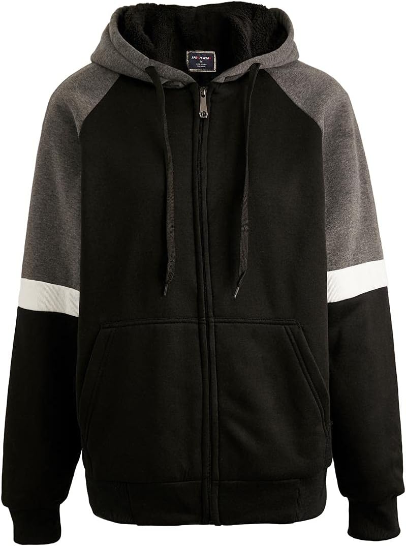 Heavyweight Sherpa Hoodies for Men - Warm Full Zip Sweatshirts