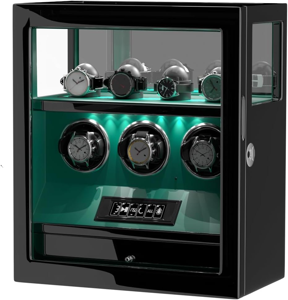 DUKWIN Fingerprint Watch Winder: 300-2300 TPD, 4 Holders, Storage