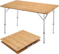 KingCamp Bamboo Folding Table - Portable Adjustable Camping Table