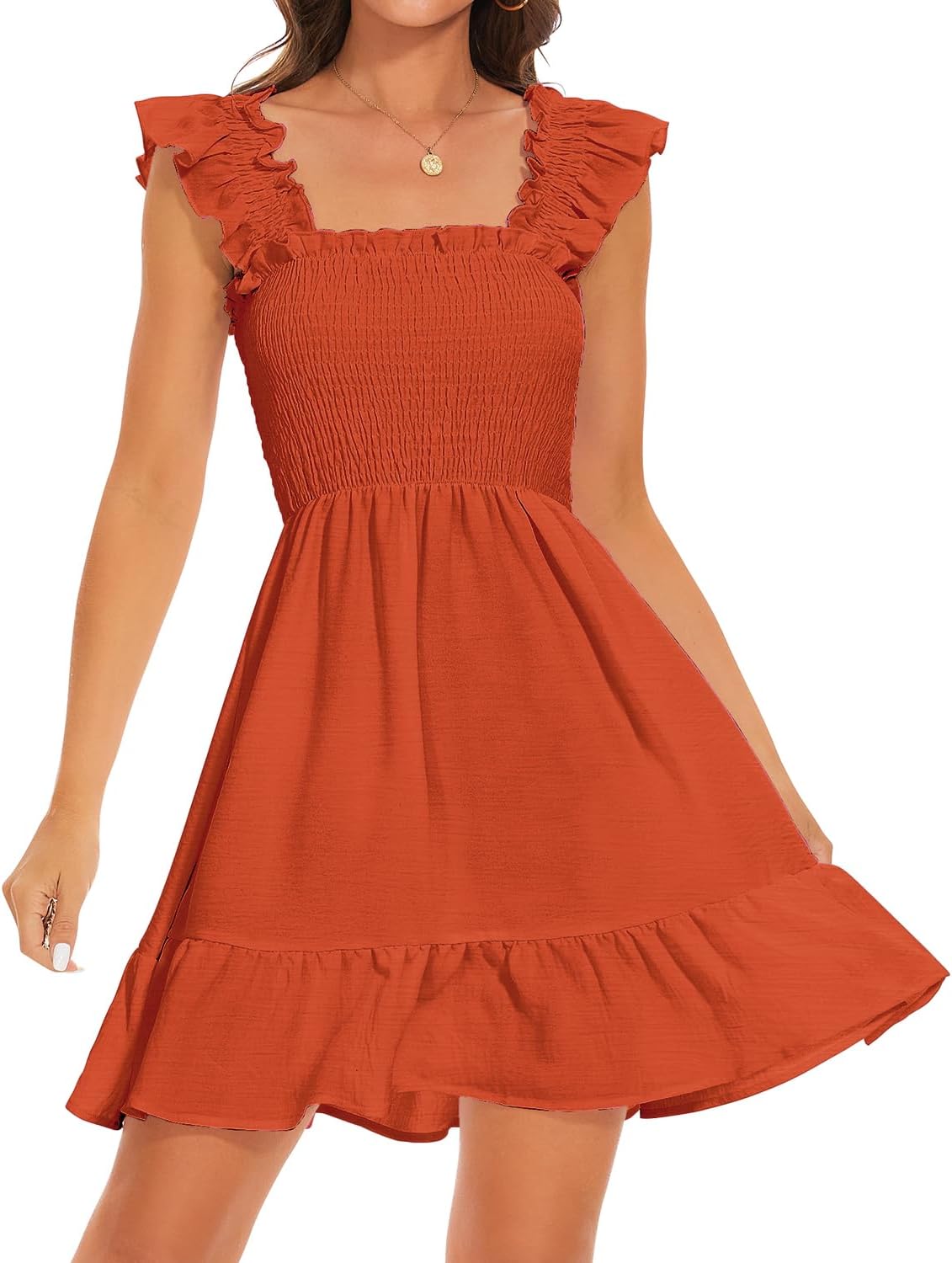 Elegant Tiered Boho Ruffle Shoulder Mini Dress for Women