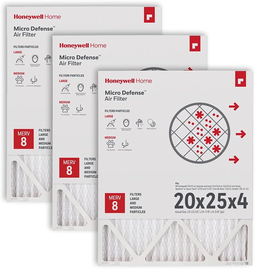 Honeywell Home 20x25x4 MERV 8 Air Filter for Cleaner Air