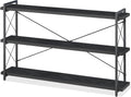 HCHQHS Bookshelf 3-Tier Long Industrial Bookcase - Sturdy Horizontal
