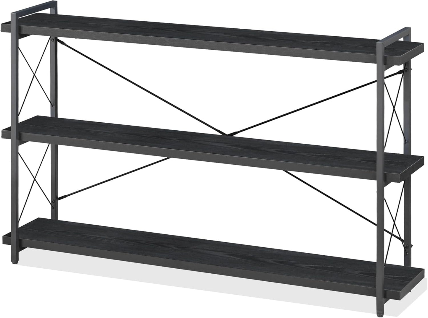 HCHQHS 3-Tier Long Industrial Bookcase for Stylish Storage
