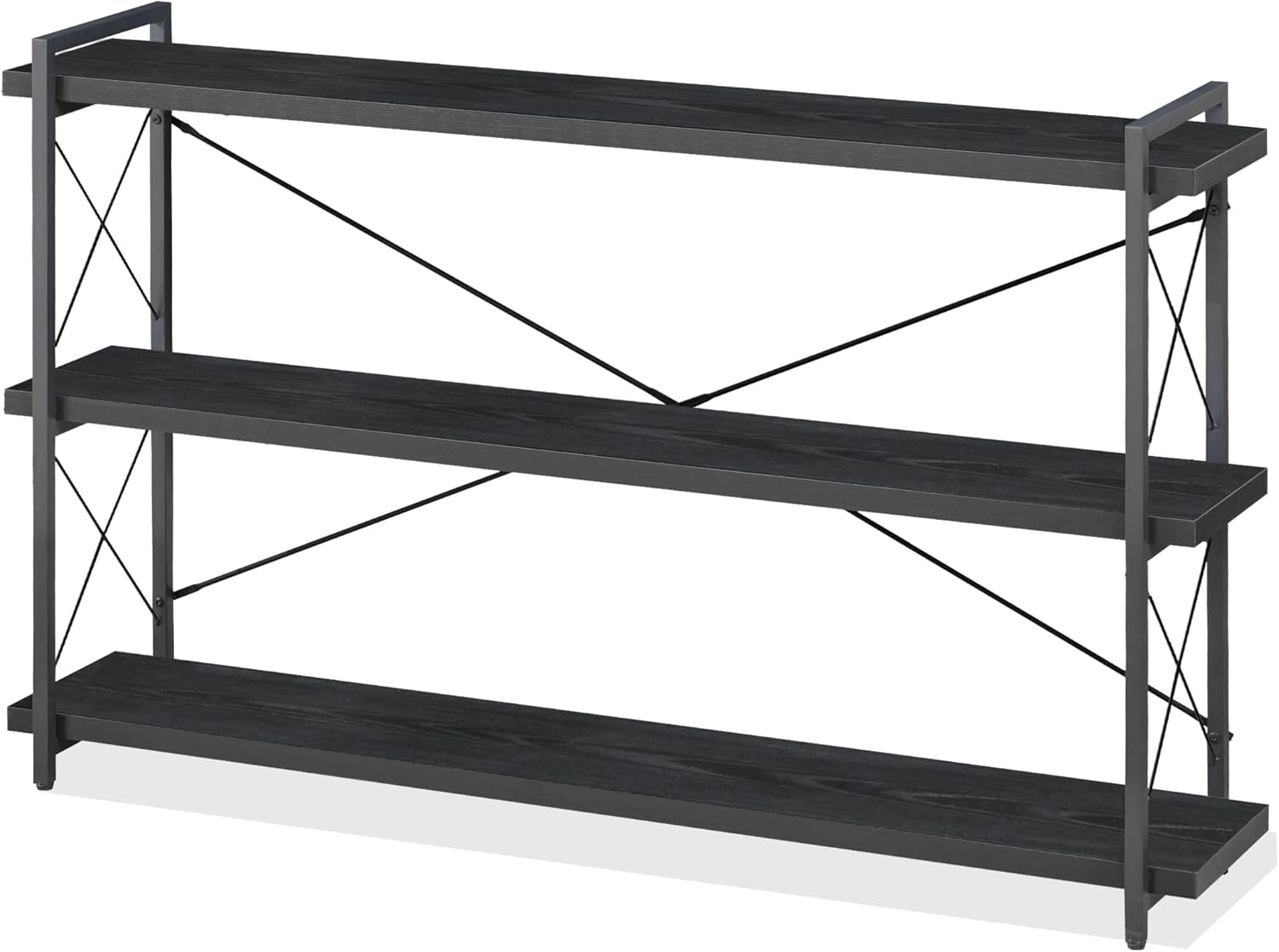 HCHQHS 3-Tier Long Industrial Bookcase for Stylish Storage