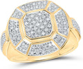 10K Yellow Gold Mens Round Diamond Circle Cluster Ring 1/2 Cttw