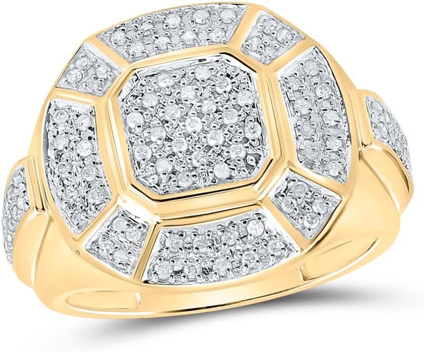10K Yellow Gold Mens Round Diamond Circle Cluster Ring Review