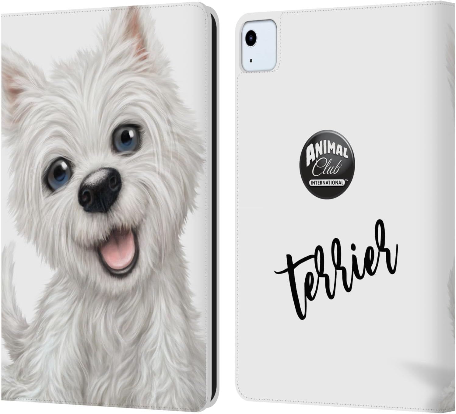 Animal Club International Terrier Faces Leather Wallet Case for iPad
