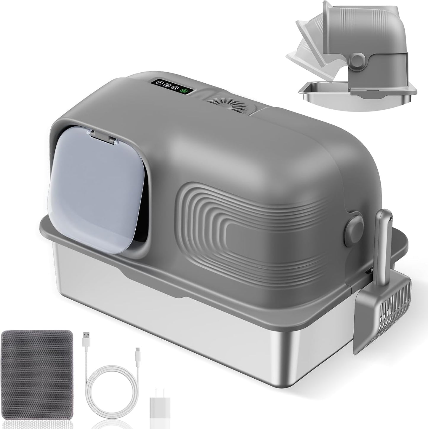 Stainless Steel Litter Box for Cats with Odor Control Design