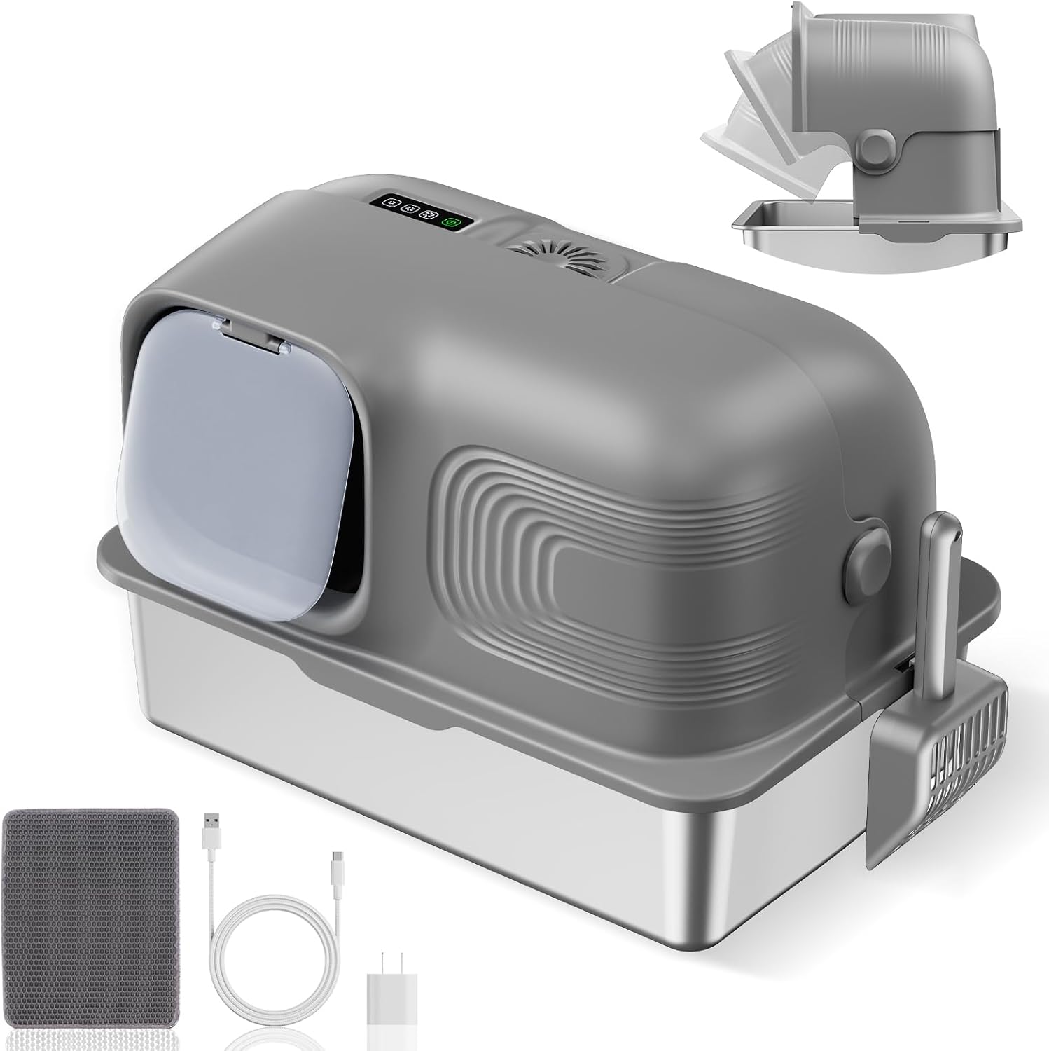 Stainless Steel Litter Box for Cats with Odor Control Design