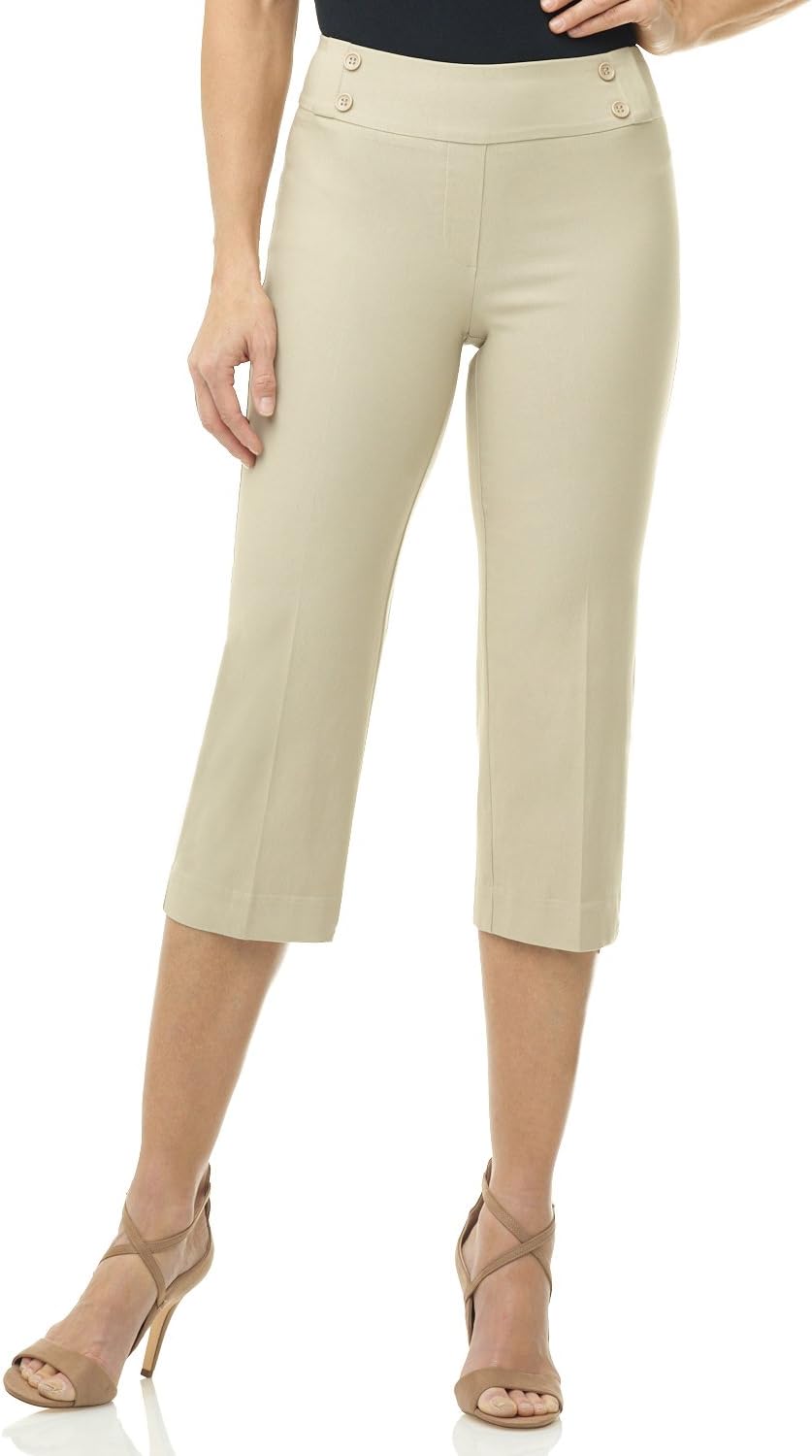 Rekucci Womens Comfort Stretch Pull-On Capri Pants for Casual Wear