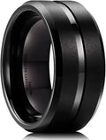 Classic Tungsten Carbide Wedding Band Ring for Men - Grooved Center