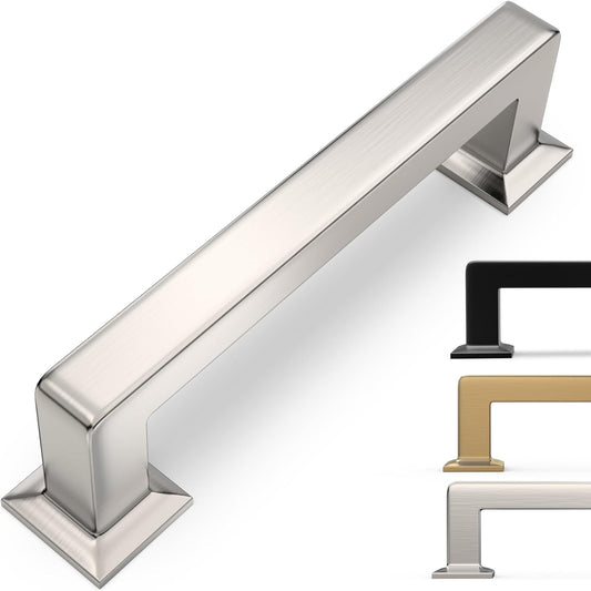 10 Pack 3-3/4 Inch Cabinet Pulls in Brushed Satin Nickel Finish