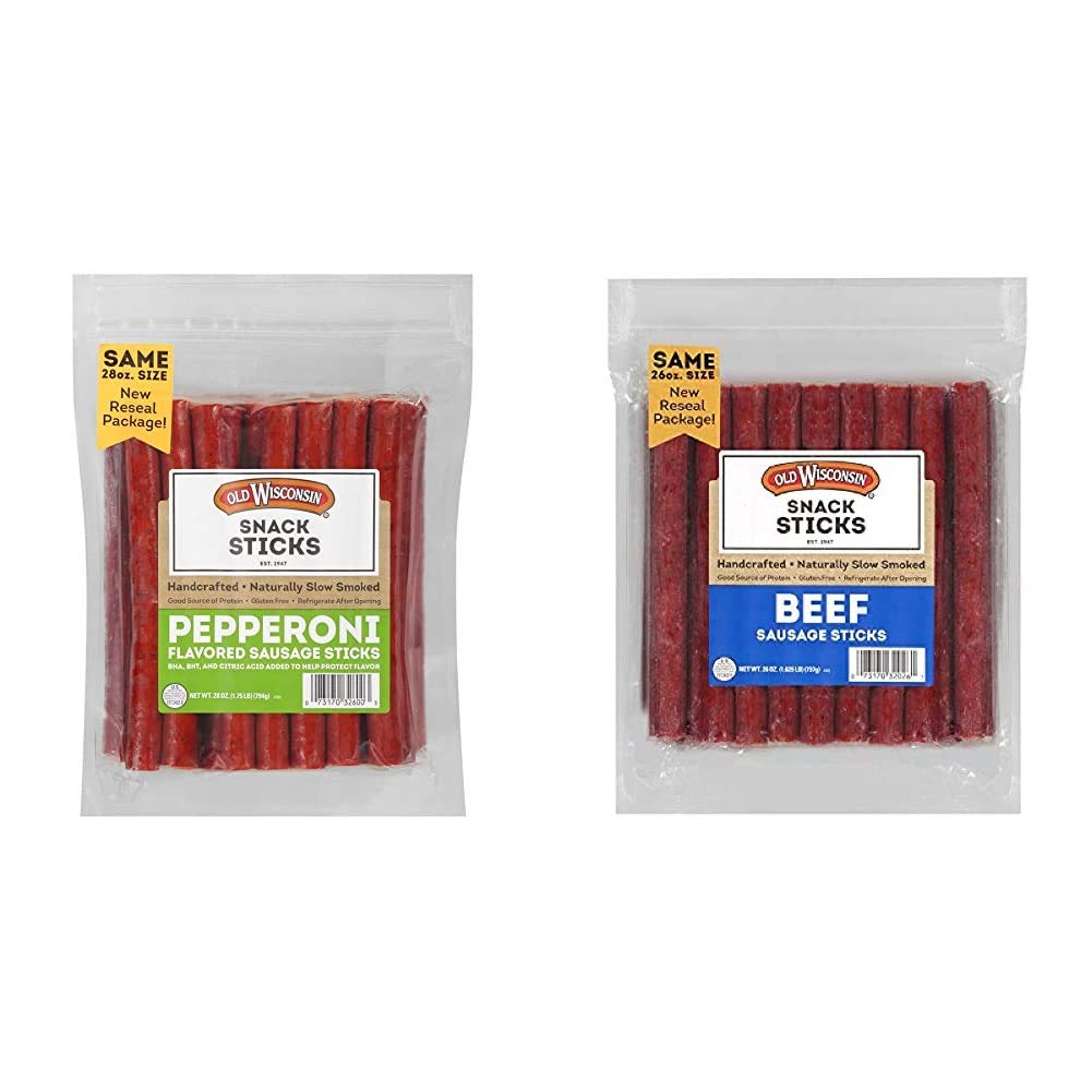 Old Wisconsin Pepperoni and Beef Sausage Snack Sticks Bundle