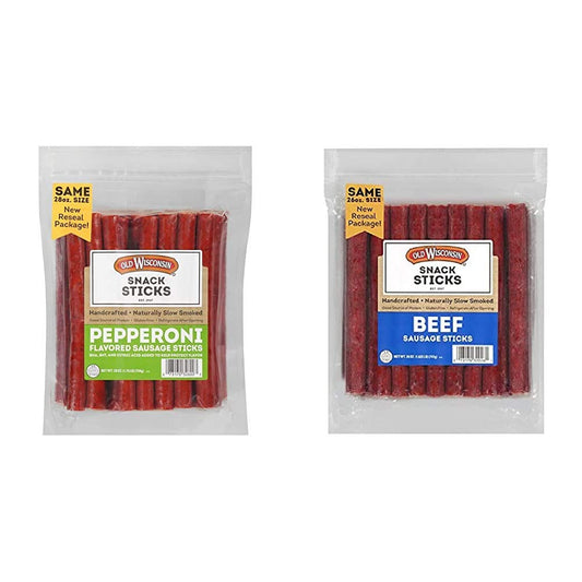 Old Wisconsin Pepperoni and Beef Sausage Snack Sticks Bundle