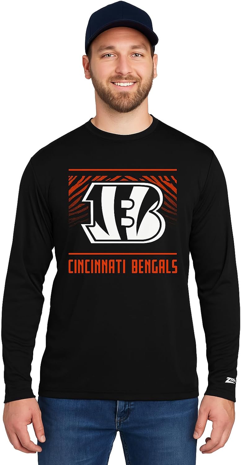 Zubaz NFL Men's Long Sleeve Team Graphic T-Shirt for Fans