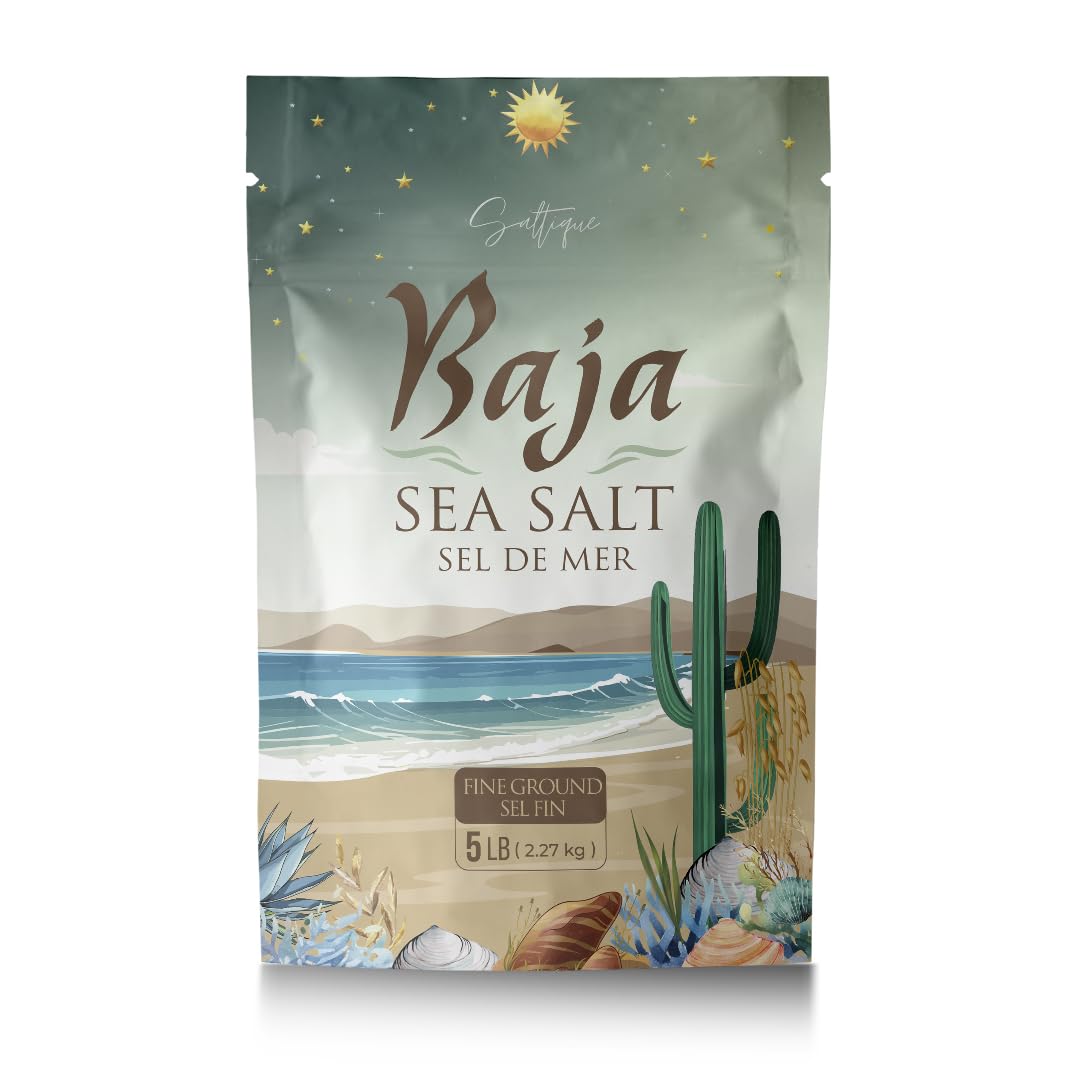 Saltique 5lb Baja Sea Salt Fine Ground for Hydration and Health