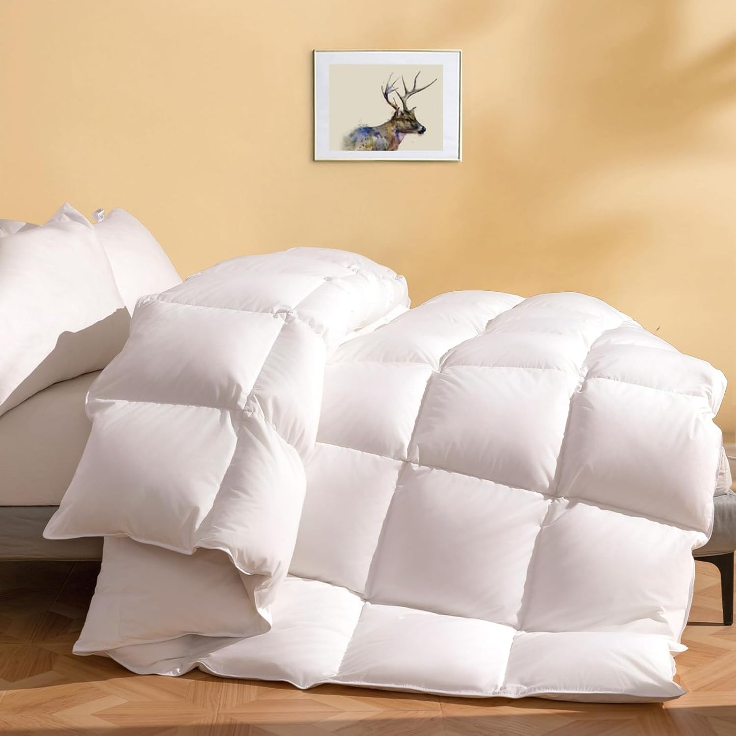 Luxury Feather Down Fiber Comforter for California King Size