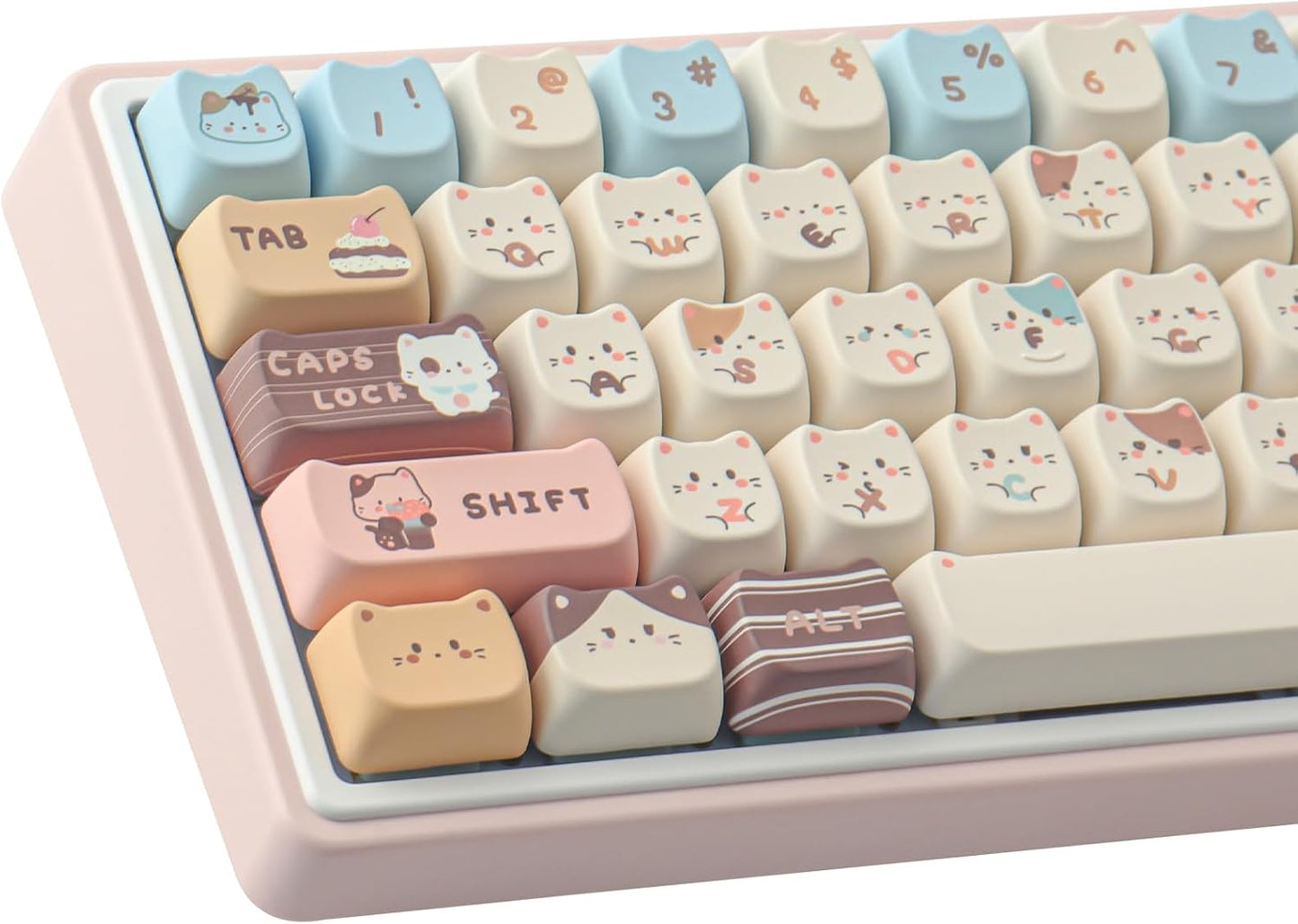 PBT Keycaps 142 Keys Cute Sea Salt Cat Keycap for Mechanical Keyboards