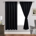 Blackout Curtains for Bedroom 60 x 63 in - Set of 2 Black Panels