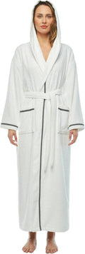 Arus Women's Hooded Classic Bathrobe Turkish Cotton Robe - Cozy
