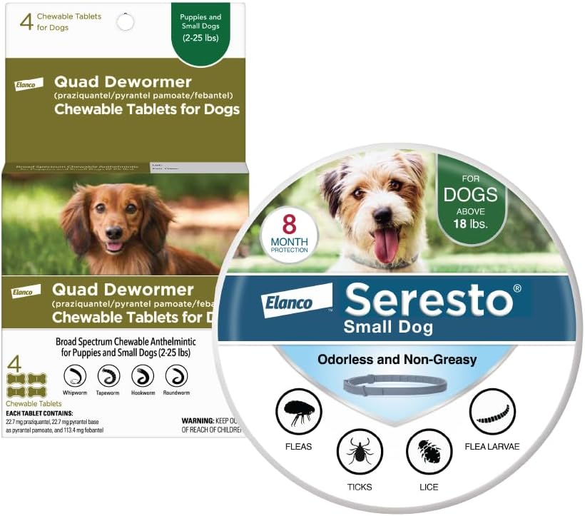 Elanco Tapeworm Dewormer and K9 Advantix II for Small Dogs