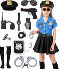 Girls Police Officer Costume 9 Pcs Set - Realistic Cop Outfit
