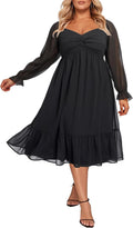 Plus Size Dresses Sweetheart Neckline Midi Dress - Flattering