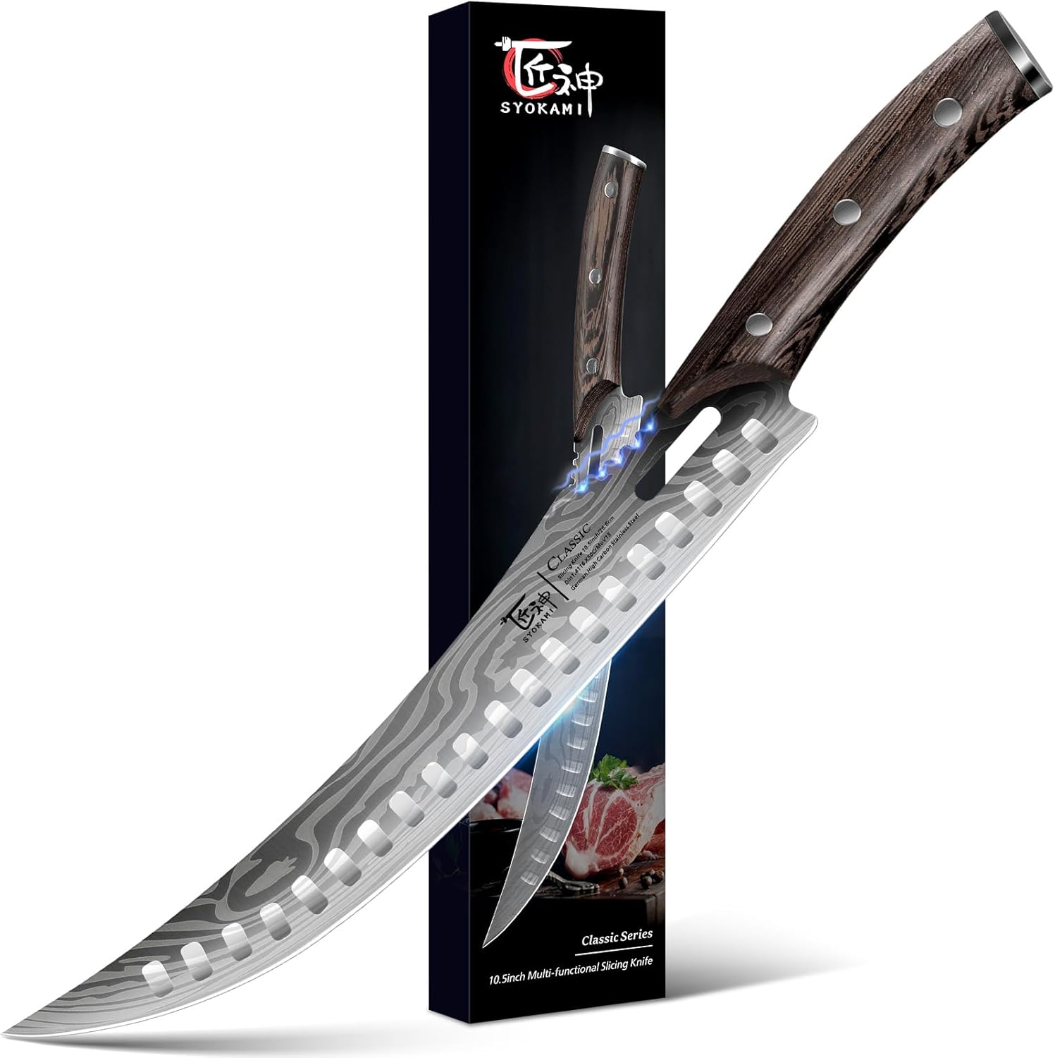 Butcher Breaking Knife for Meat Cutting, 10.5 Inch Curved Knife