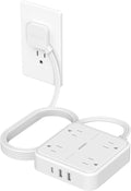 Surge Protector Flat Extension Cord 10FT - Slim 7-in-1 Power Strip