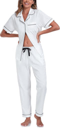 COLORFULLEAF Women's 100% Cotton Pajama Set - Soft Short Sleeve Sets