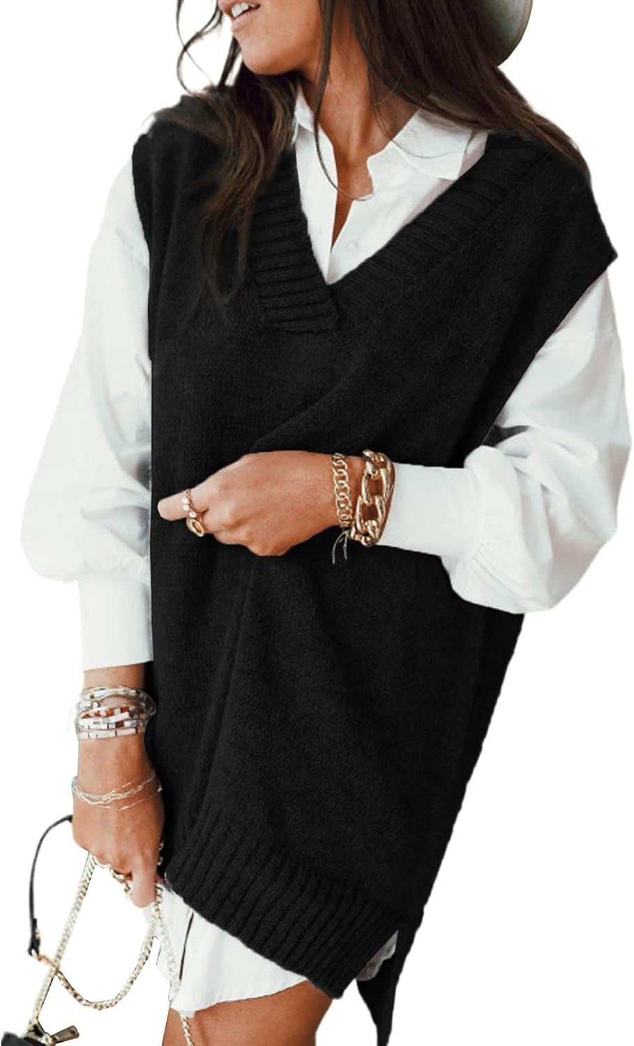 EVALESS Oversized Sweater Vest for Women - Stylish and Comfy