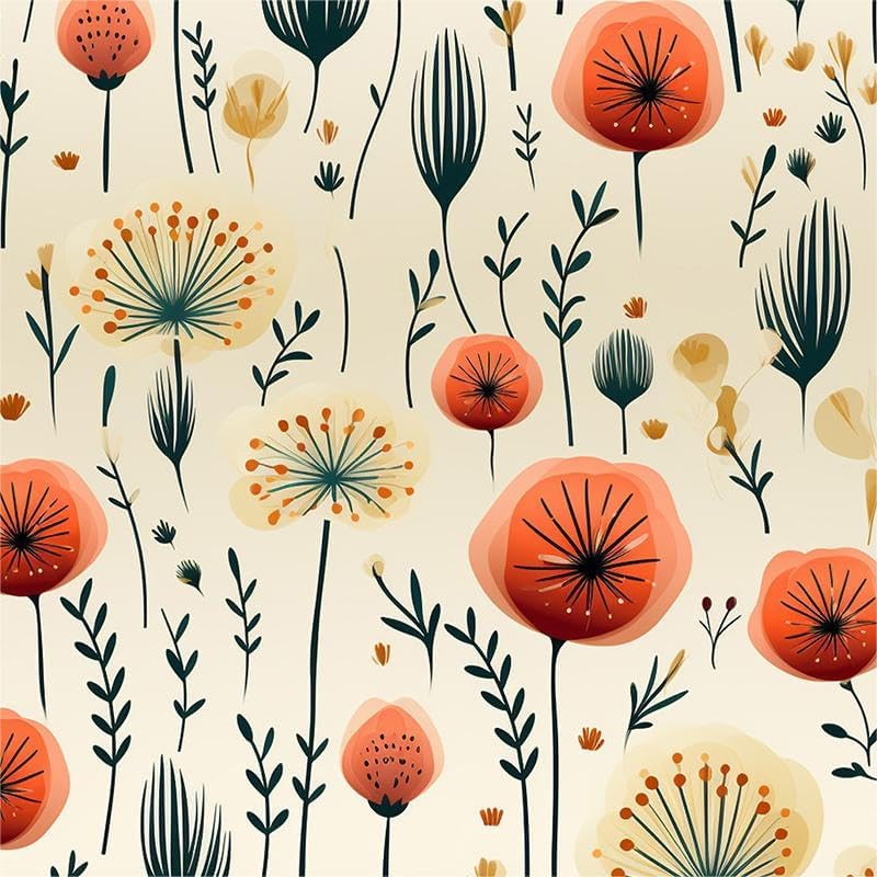 Modern Peel and Stick Wallpaper with Wildflowers Design