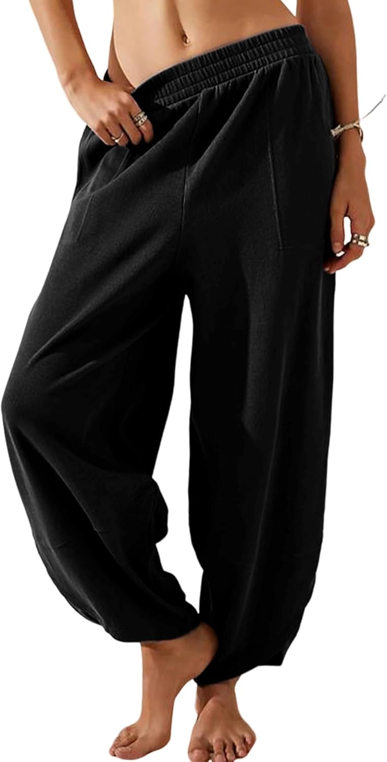 Baggy Wide Leg Pants for Women - Comfortable Cotton Palazzo Style