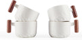 6oz Ceramic Espresso Cups with Wooden Handle - Stylish Small Coffee