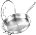 DELARLO Stainless Steel 14-Inch Frying Pan with Lid for All Cooktops