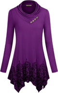 Cestyle Womens Cowl Neck Asymmetrical Hem Tunic - Flattering Fit