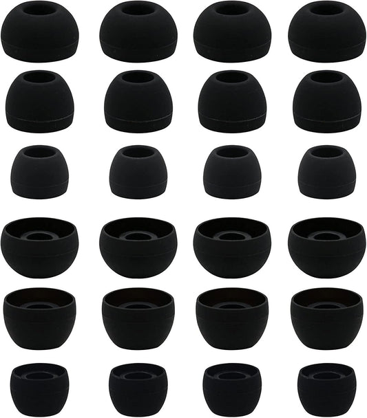 12 Pairs Silicone Earbud Tips for Skullcandy Sesh Evo, S/M/L Black