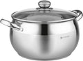 Stainless Steel Stock Pot with Glass Lid 6 Quart - Even Heat, Built-In