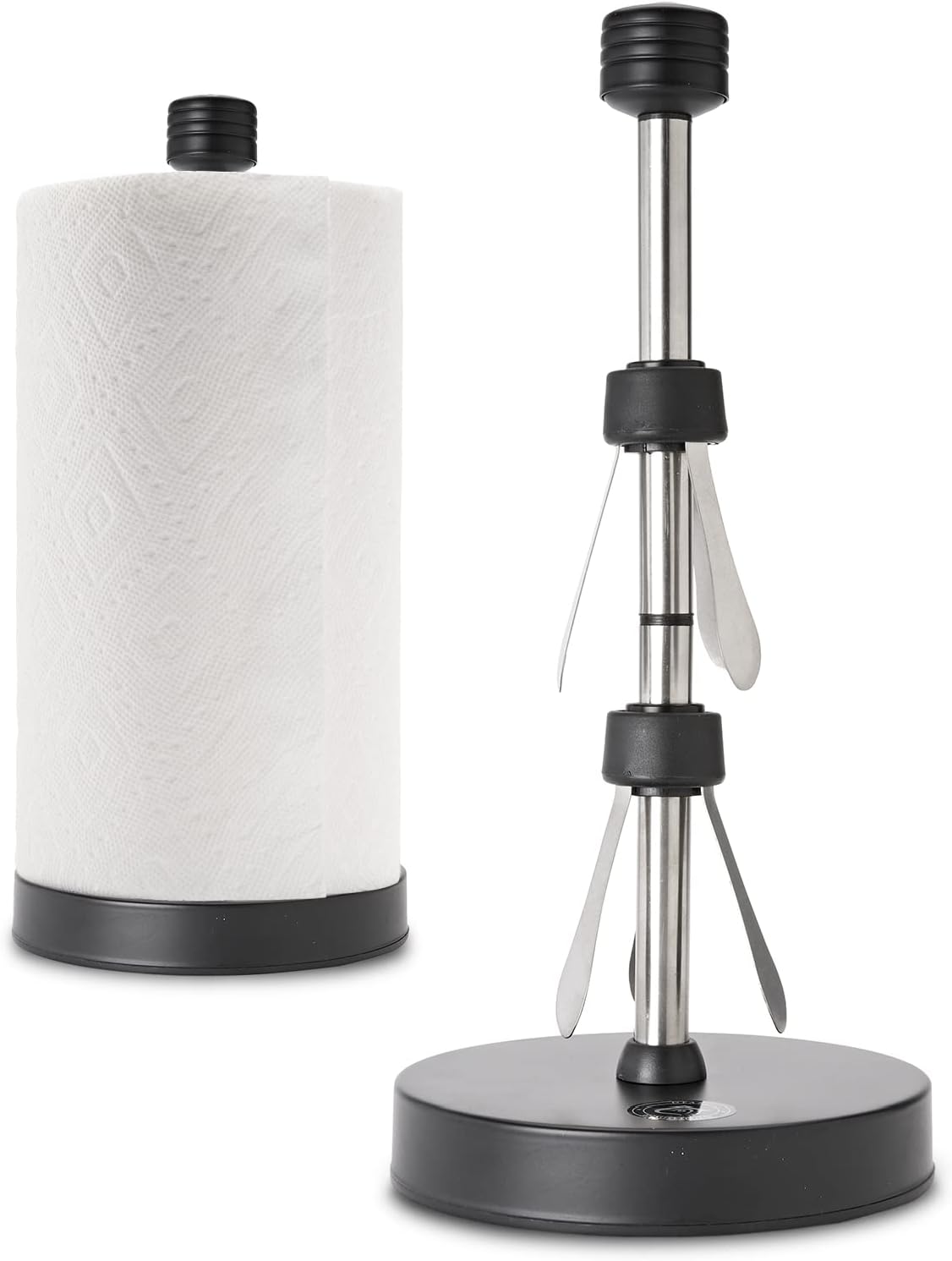 Stainless Steel Black Paper Towel Holder for Easy One-Handed Use