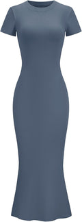 Women Fishtail Hem Ribbed Maxi Dress - Sleek Y2k Fitted Style