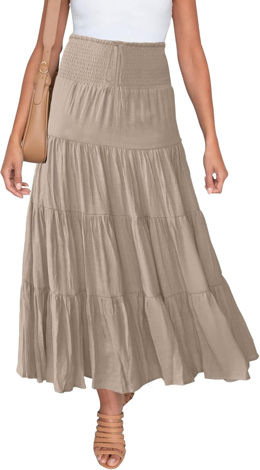 HAEOF Women's Summer Flowy Boho Maxi Skirt for Every Occasion