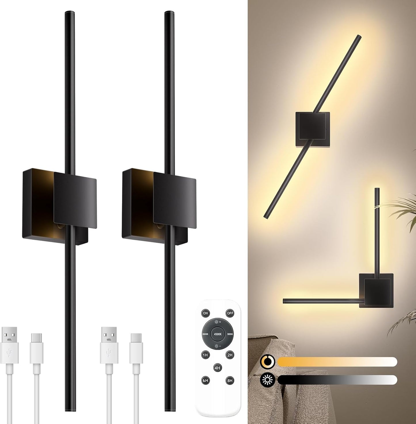 Torchlet Battery Operated Wall Sconce with Remote Control Set